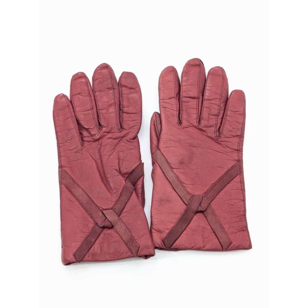 Carson Pirie Scott Vintage Red Leather Gloves Made In Italy Size 6 1/2 Small XS